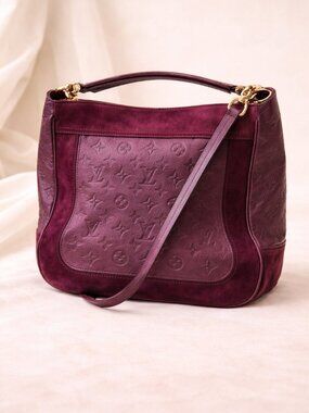 Authentic Louis Vuitton Odacieuse PM Empreinte Aubergine Leather Shoulder Bag